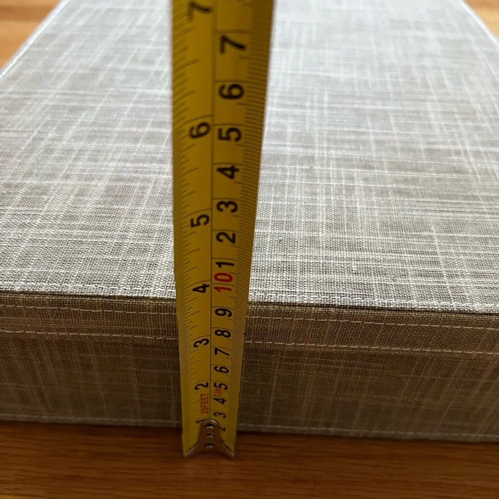 The Container Store Gray Linen Fabric Storage Box Label Holder Organizer